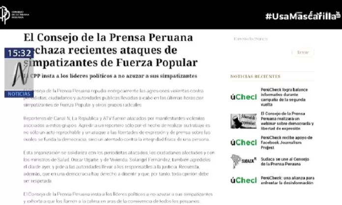 El Consejo De La Prensa Peruana Rechaza Recientes Ataques De