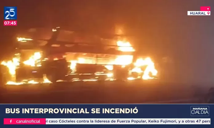 Huaral Bus se incendió y provocó choque en Pasamayo Canal N