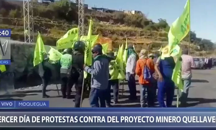 Moquegua tercer día de protestas contra proyecto minero Quellaveco