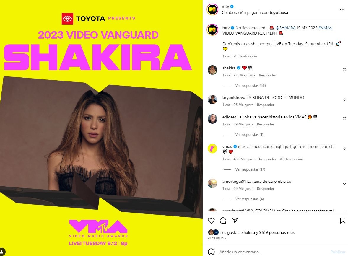 Shakira Ser La Primera Latina En Recibir El Video Vanguard Award De