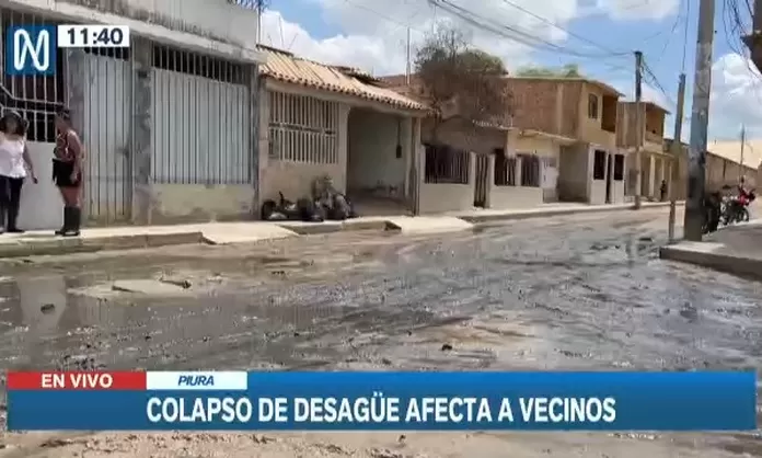 Piura Vecinos afectados tras colapso de red de desagüe Canal N