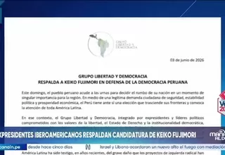 14 expresidentes iberoamericanos respaldan a Keiko Fujimori para la segunda vuelta
