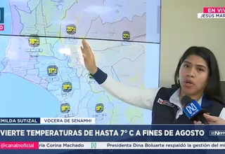 Senamhi: Advierten temperaturas de hasta 7° C a fines de agosto 