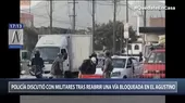 El Agustino: Policía retira barreras de control de tránsito y discute con militares - Noticias de transito