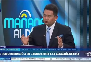 Alejandro Rospigliosi: "No se puede burlar la Constitución con renuncias de candidatos"