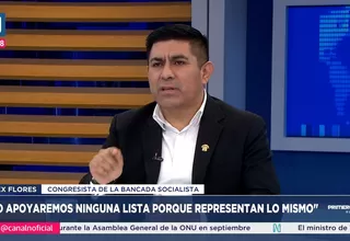 Alex Flores: Bancada Socialista no apoyará a Jerí ni a Cueto
