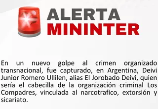 Alias 'Jorobado Deivi' fue capturado en Argentina