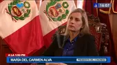 María del Carmen Alva: "No están seguros los 52 votos para admitir la moción de vacancia" - Noticias de vacancia