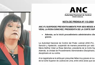 Andrés Hurtado: Suspenden a jueza María Vidal La Rosa Sánchez