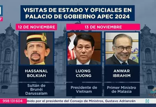 APEC: Palacio de Gobierno recibirá visitas de Estado y oficiales