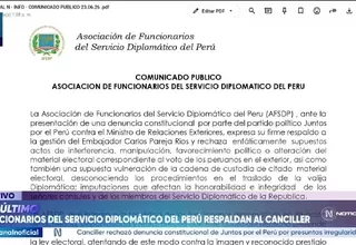 Asociación de Funcionarios del Servicio Diplomático del Perú respaldan al canciller Carlos Pareja