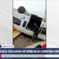 Ate: Combi pierde el control y se despista en la carretera central