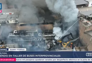 Ate: Reportan incendio en cochera de buses interprovinciales