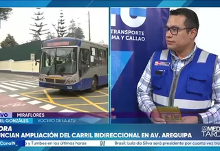 ATU ampliará carril bidireccional en la avenida Arequipa desde noviembre