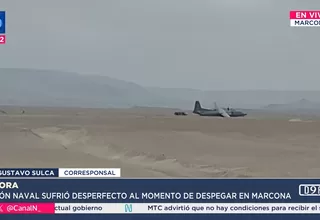 Avión naval sufre desperfecto en Marcona y queda varado en pista