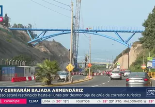 Miraflores: Bajada Armendáriz cerrada por desmontaje de grúa