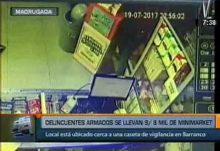 Barranco: delincuentes roban S/ 8,500 de minimarket