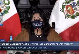 Bermúdez: Plaza San Martín no estará disponible para ningún tipo de movilización ni acto político