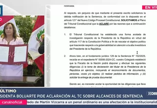 Boluarte pide aclaración al Tribunal Constitucional por sentencia