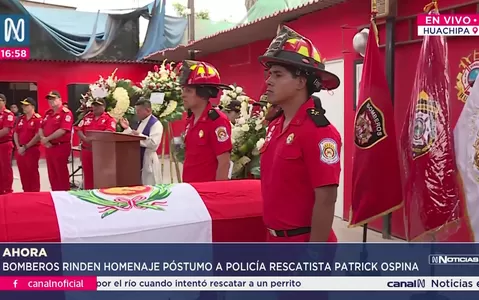 Bomberos rinden homenaje póstumo a suboficial PNP Patrick Ospina