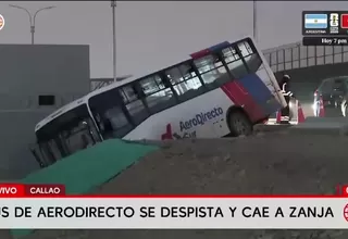 Bus del AeroDirecto cae a zanja en el ingreso al nuevo aeropuerto Jorge Chávez
