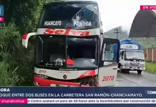 Bus interprovincial choca por alcance en la Curva del Diablo y deja conductor herido