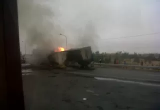 Trailer se incendió tras un accidente vehicular en Huacho