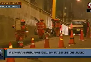 Bypass de 28 de Julio: obreros reparan algunas fisuras de la construcción