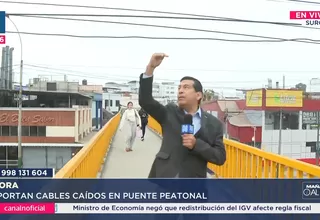 Cables y caja de luz sin protección en puente Óvalo Higuereta