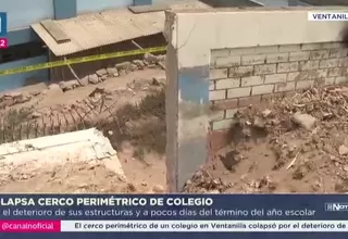 Cae cerco perimétrico de colegio en Ventanilla por deterioro