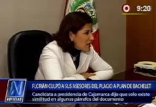 Cajamarca: Rosa Florián culpó a sus asesores de haber plagiado plan de Bachelet