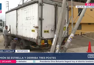 Camión sin frenos derriba postes y causa apagón en VES