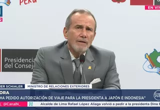 Canciller Schialer: Boluarte solicita viajar a Japón e Indonesia