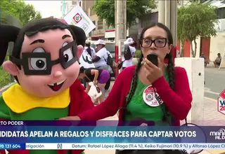 Candidatas apelan a regalos y disfraces para captar votos