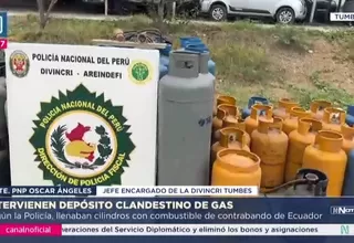 Capturan depósito clandestino de gas en frontera norte de Tumbes