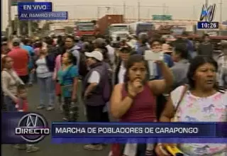 Masiva marcha de vecinos de Carapongo para exigir agua potable y desagüe