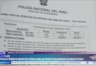 Caso Trujillo: Prueba de absorción atómica arroja positivo para residuos de armas de fuego