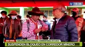 Ccapacmarca: suspenden por 45 días bloqueo en Corredor Minero  - Noticias de corredor-minero