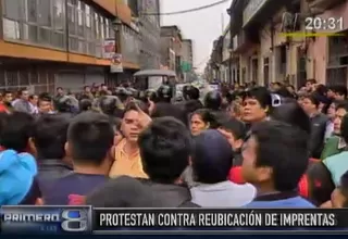 Centro de Lima: dueños de imprentas protestaron por clausura de sus tiendas