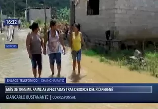 Chanchamayo: más de 3 mil viviendas afectadas por desborde del río Perené