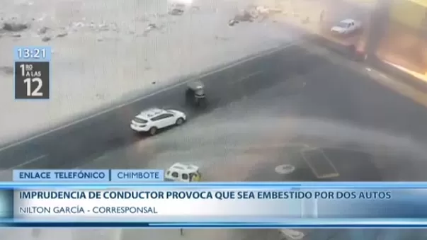 Imprudencia de chofer de mototaxi provoca que autos lo embistan en Chimbote - Canal N