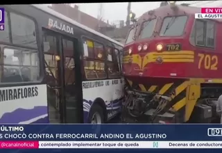 Choque entre bus de transporte público y tren andino en El Agustino
