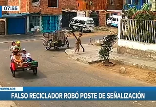 Chorrillos: Falso reciclador robó poste de señalización