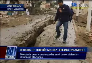 Chorrillos: rotura de una tubería matriz provocó aniego que inundó varias casas