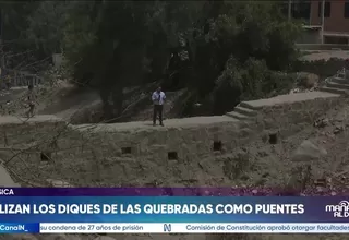 Chosica: Vecinos cruzan diques de la quebrada Quirio ante falta de puentes