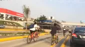 Ciclistas viajan por el carril exclusivo del Metropolitano - Noticias de bicicleta