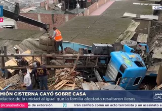 Comas: Camión cisterna cayó sobre casa y familia salvó de morir