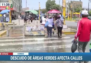 Comas: Rotura de tubería de agua pone en serio riesgo áreas verdes y obras