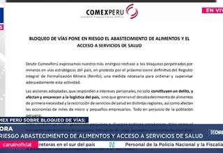 Comex Perú condena bloqueos de mineros