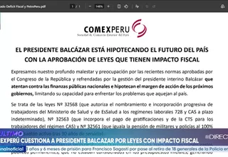 ComexPerú: Advierte impacto fiscal por leyes del Congreso